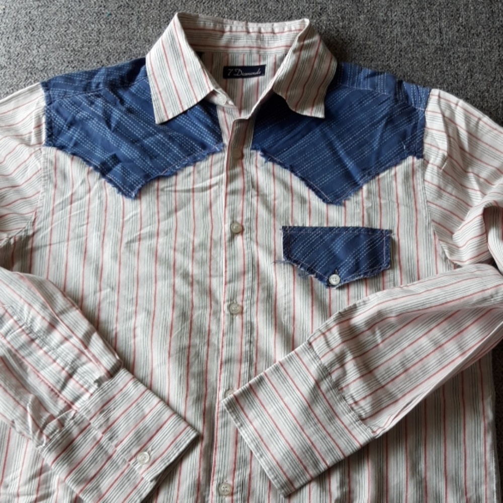 7 Diamonds L men's pink striped cowboy shirt